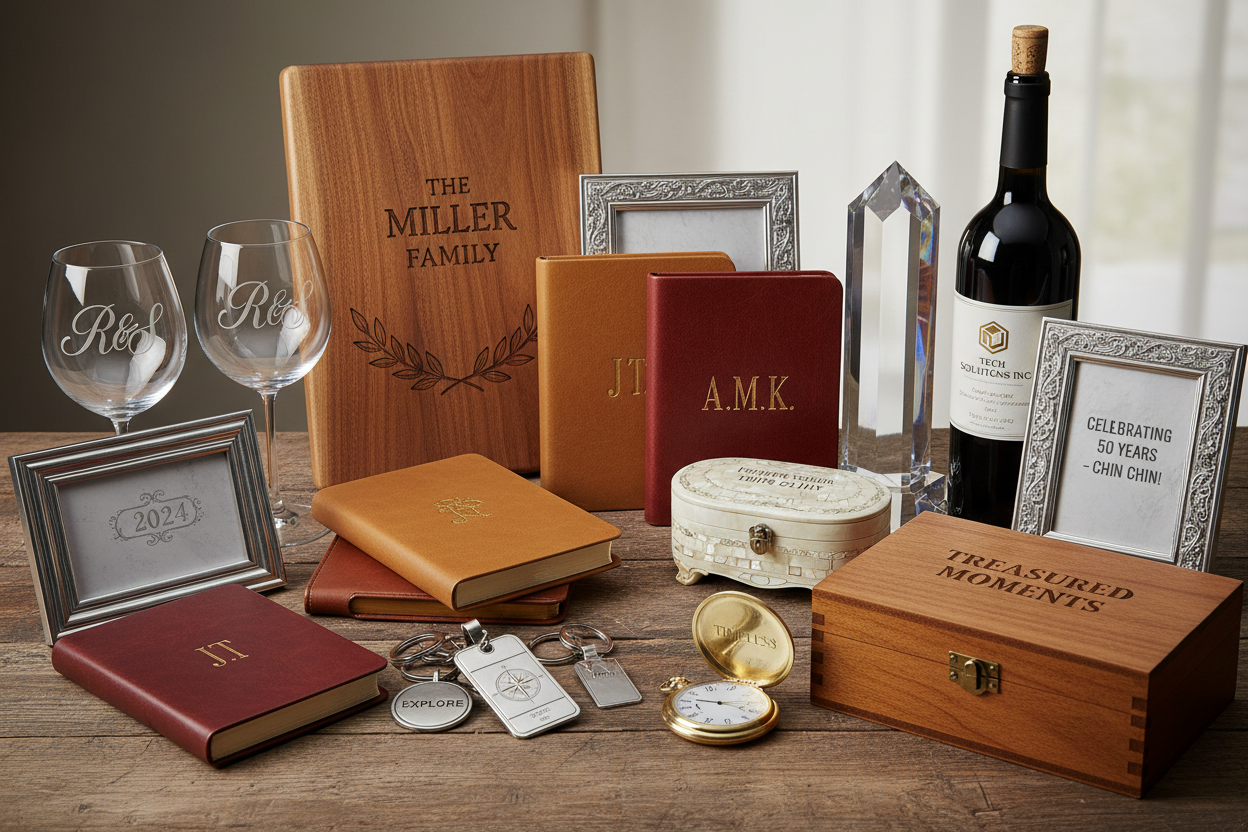 Collection of engraved gift items